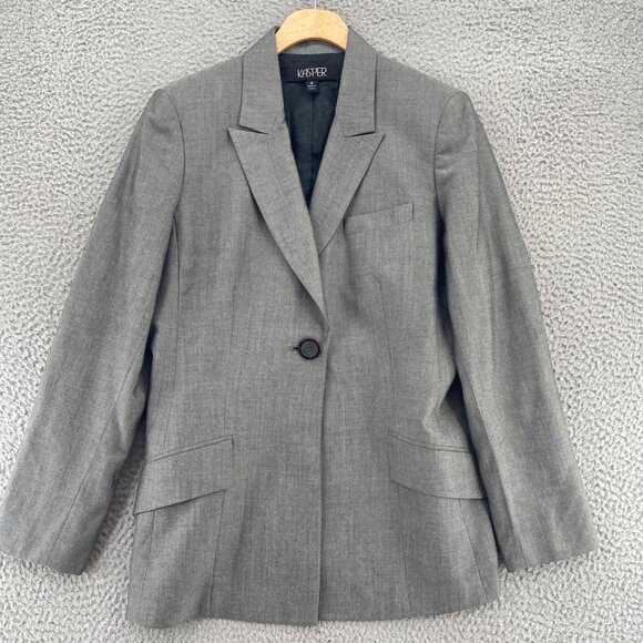Kasper Blazer Womens 8 Gray Peak Lapel Button Front Pocket Office Career Work - Picture 1 of 9